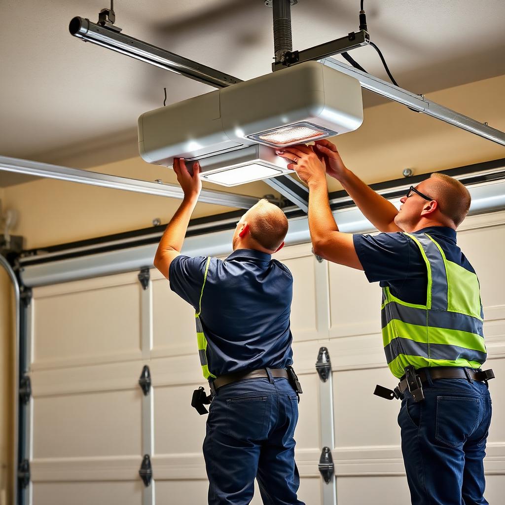 Garage Door Norton professional installation team mounting a new modern garage door opener for a satisfied homeowner